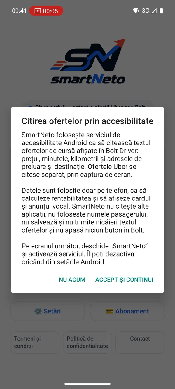 Explicația SmartNeto despre citirea ofertelor Bolt prin accesibilitate