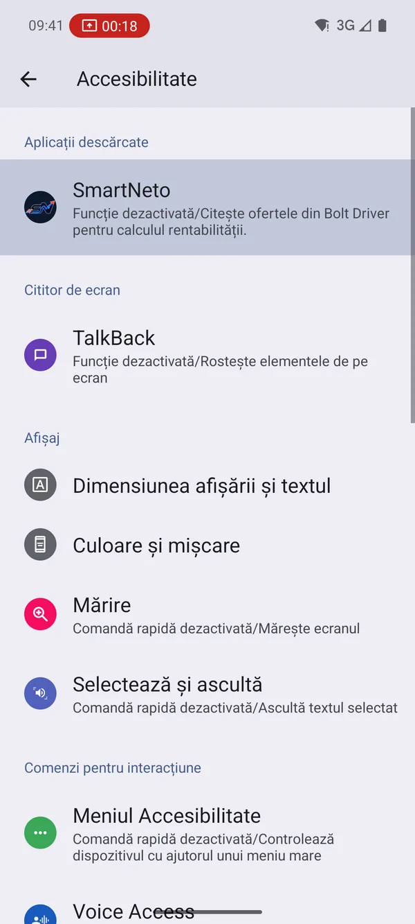 Setările Android Accesibilitate cu SmartNeto la Aplicații descărcate