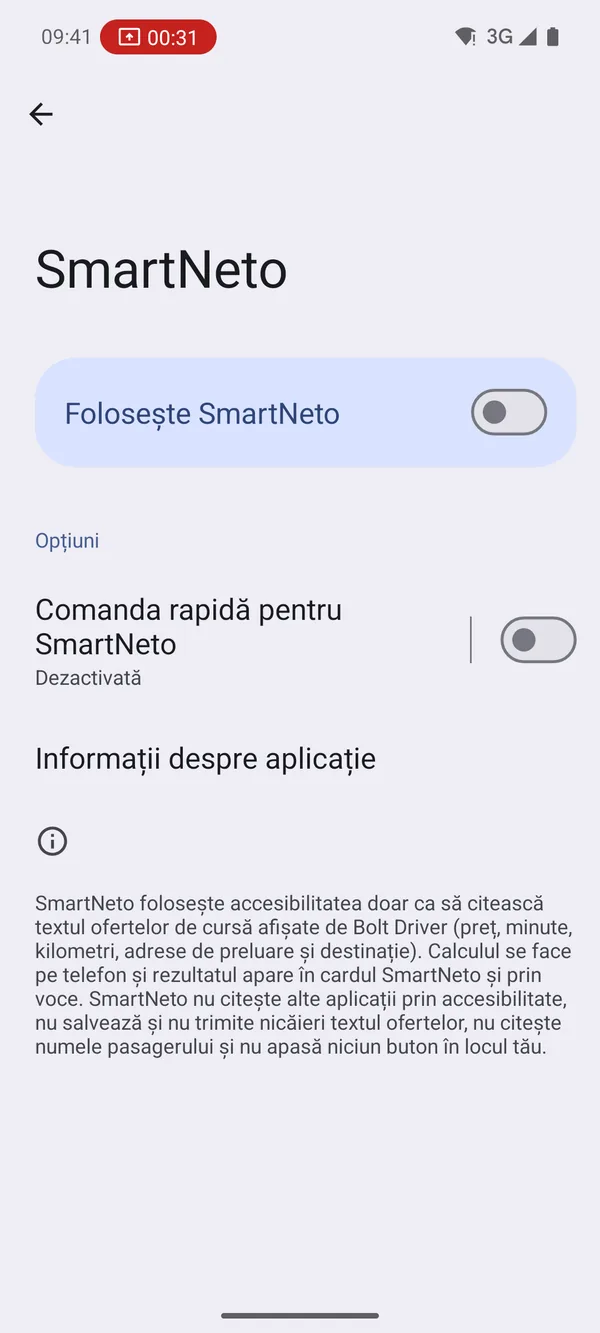 Comutatorul Folosește SmartNeto din Accesibilitate, oprit