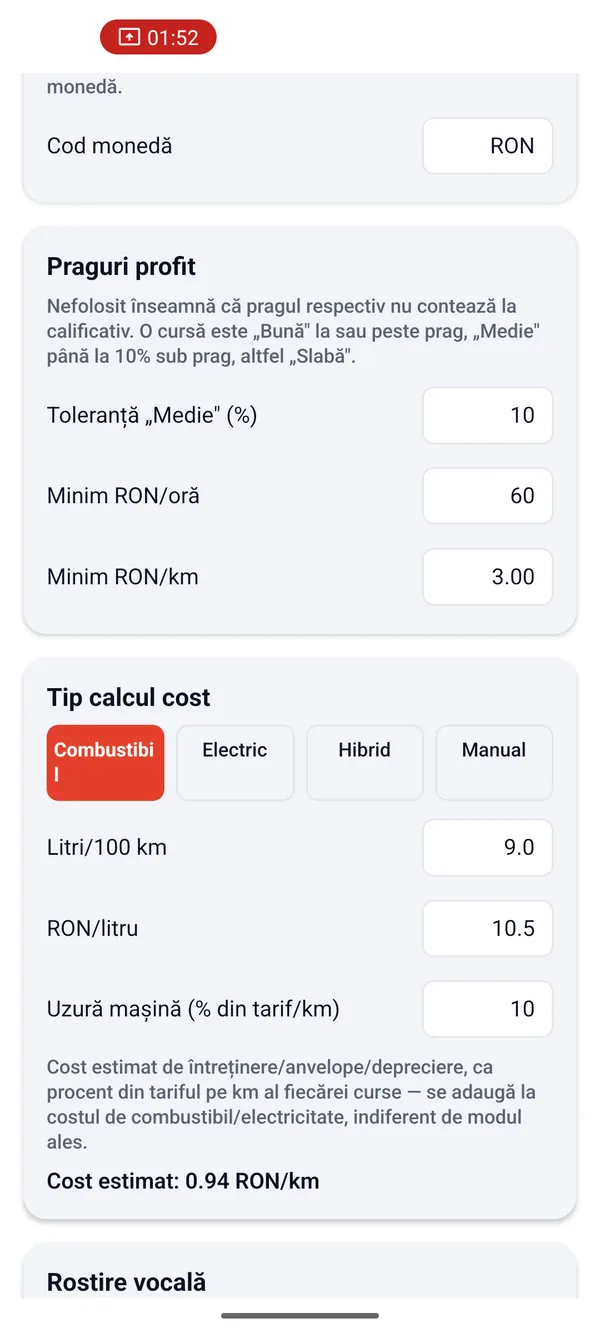 Pragurile de profit SmartNeto pe Android